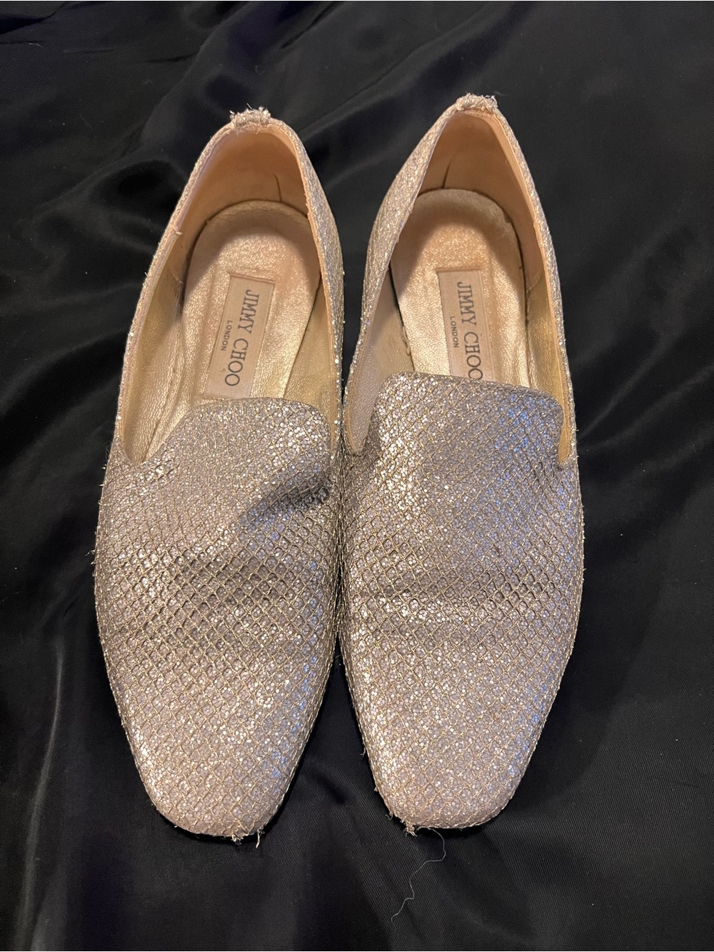 Jimmy Choo Silver Sparkle Loafers for Women